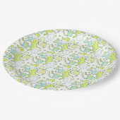 Blauwe en groene dinosaurus verjaardag papieren bordje (Gekanteld)