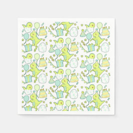 Blauwe en groene dinosaurus verjaardag servet