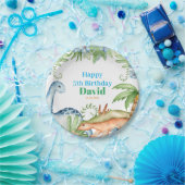 Blauwe en groene dinosaurusfeest papieren bordje (Feest)