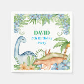 Blauwe en groene dinosaurusfeest servet (Voorkant)