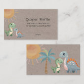 Blauwe en Groene Dinosaurussen Jongen Luier Raffle Visitekaartje (Voorkant / Achterkant)
