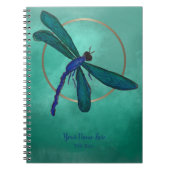 Blauwe en groene dragonfly spirale laptop notitieboek (Voorkant)