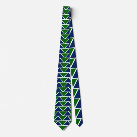 Blauwe en groene driehoeken stropdas (Voorkant)