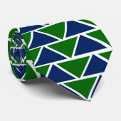 Blauwe en groene driehoeken stropdas (Opgerold)