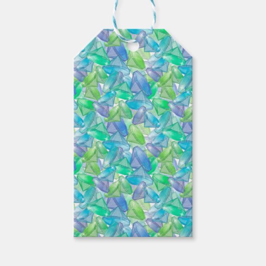 Blauwe en groene edelstenen . cadeaulabel (Voorkant)