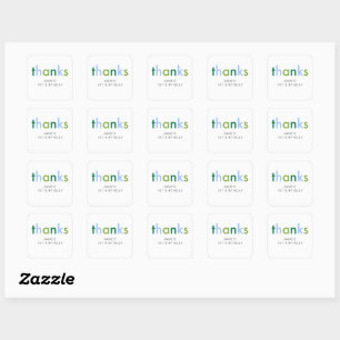 Blauwe en groene eenvoudige moderne Bedankt Vierkante Sticker