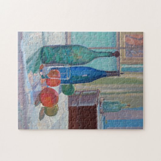 Blauwe en groene flessen en Sinaasappels | Spencer Legpuzzel (Horizontaal)