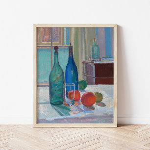 Blauwe en groene flessen en Sinaasappels   Spencer Poster