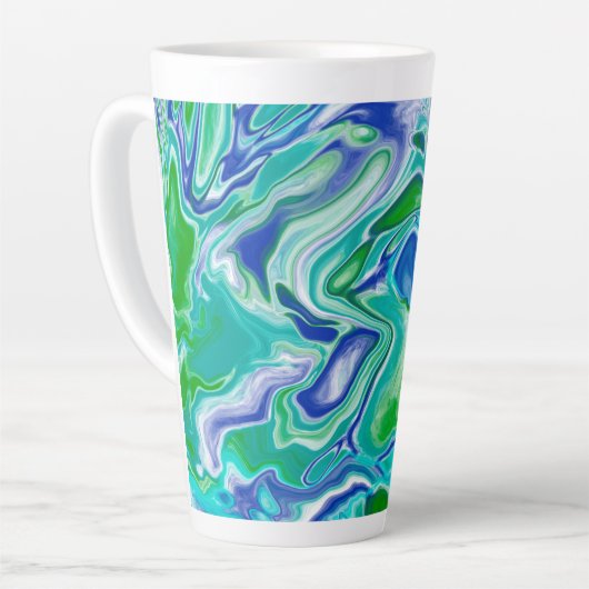 Blauwe en groene, flexibele kunst op maat latte mok (Linkerhoek)