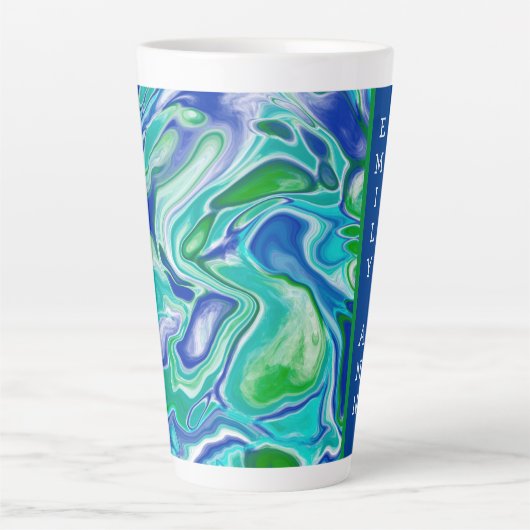 Blauwe en groene, flexibele kunst op maat latte mok (Voorkant)