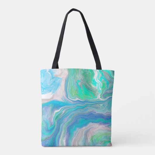 Blauwe en groene, flexibele kunst op maat tote bag (Achterkant)