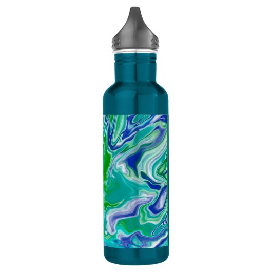 Blauwe en groene, flexibele kunst op maat waterfles  (Links)