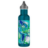 Blauwe en groene, flexibele kunst op maat waterfles  (Rechts)