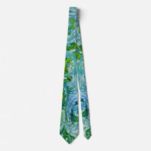 Blauwe en groene Floral Abstract Stropdas