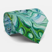 Blauwe en groene Floral Abstract Stropdas (Opgerold)