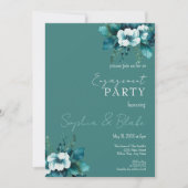 Blauwe en groene Floral Dark Green Engagement Part Kaart (Voorkant)