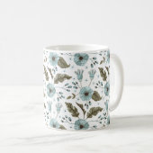 Blauwe en groene Floral Koffiemok (Voorkant rechts)