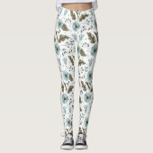 Blauwe en groene Floral Leggings (Voorkant)