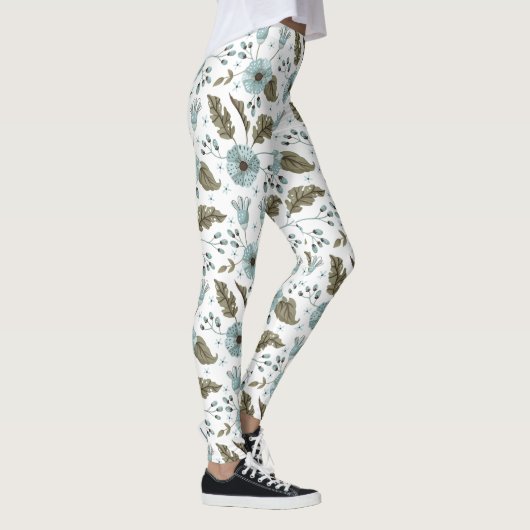 Blauwe en groene Floral Leggings (Rechts)