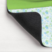 Blauwe en groene Floral Mousepad met naam Muismat (Hoek)