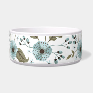 Blauwe en groene Floral Pet Bowl Voerbakje