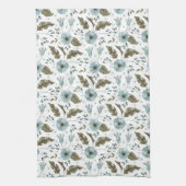 Blauwe en groene Floral Theedoek (Verticaal)