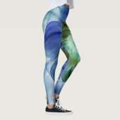 Blauwe en Groene Fractal Bloem Leggings (Rechts)