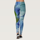 Blauwe en Groene Fractal Bloem Leggings (Achterkant)