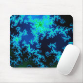 Blauwe en groene fractale mousepad muismat (Met muis)