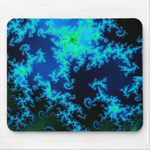 Blauwe en groene fractale mousepad muismat