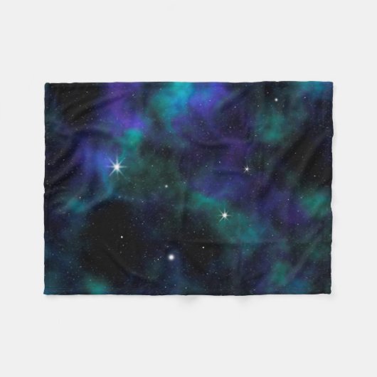 Blauwe en groene Galaxy Fleece Blanket (Voorkant (Horizontaal))