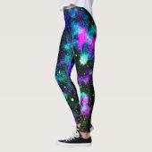 Blauwe en groene Galaxy Neon Yoga Leggings (Links)