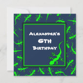 Blauwe en groene Gecko Lizards Theme Birthday Part Kaart (Voorkant)