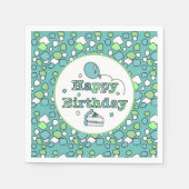 Blauwe en groene gelukkige verjaardag servet (Voorkant)