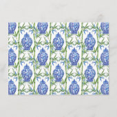 Blauwe en groene gemberpotten en bamboe informatiekaartje (Achterkant)