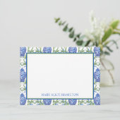 Blauwe en groene gemberpotten en bamboe informatiekaartje (Staand voorkant)