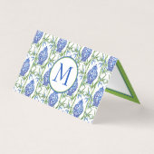 Blauwe en groene gemberpotten en bamboe monogram kaart (Voorkant)