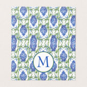 Blauwe en groene gemberpotten en bamboe monogram kaart (Buitenkant ongevouwen)