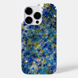 Blauwe en groene gemorste zaadkralen Case-Mate iPhone 14 pro hoesje