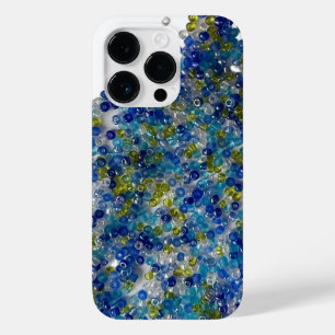 Blauwe en groene gemorste zaadkralen Case-Mate iPhone 14 pro hoesje