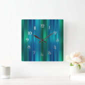 Blauwe en groene gestreepte boomrokken vierkante klok (Huis)