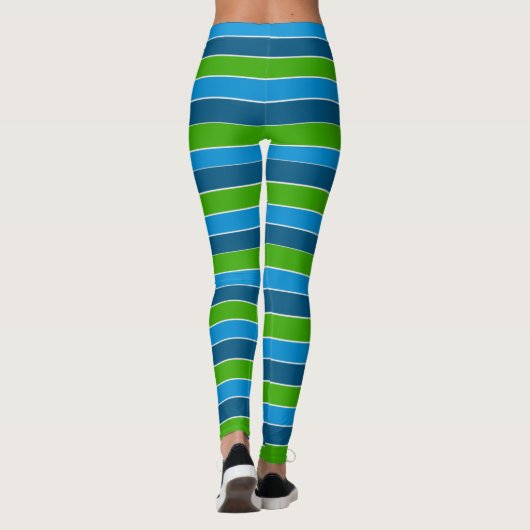 Blauwe en groene gestripte Leggings (Achterkant)