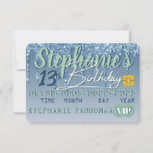 Blauwe en groene Glitter Drip VIP Credit Kaart Bir (Voorkant)