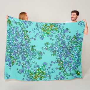 Blauwe en groene Glittery Confetti Fleece Deken