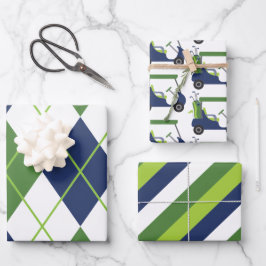 Blauwe en groene Golf-schotel Inpakpapier Vel