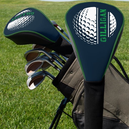 Blauwe en Groene Golfers Naam Golfheadcover