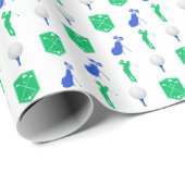 Blauwe en groene golfpictogrammen cadeaupapier (Rol Hoek)