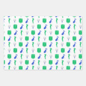 Blauwe en groene golfpictogrammen inpakpapier vel (Voorkant)