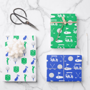 Blauwe en groene golfpictogrammen inpakpapier vel