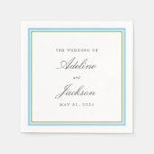 Blauwe en groene grens Klassieke traditionele brui Servet (Voorkant)